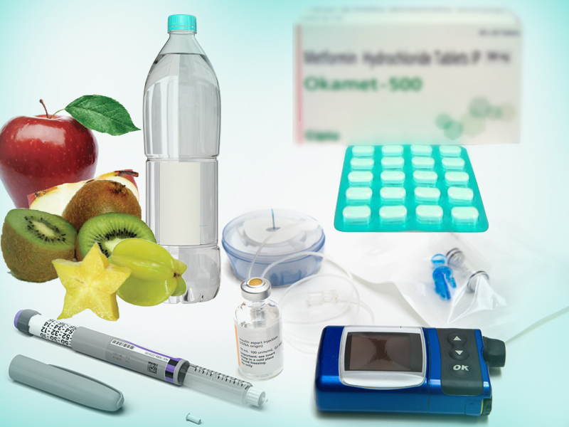 Type 1 diabetics can carry diabetes control products during the exam